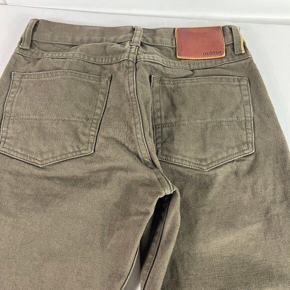 Gustin Jeans Men 28x32* 567 Slim Straight Army Green Faded Selvedge Denim Tag 31 - Picture 10 of 16